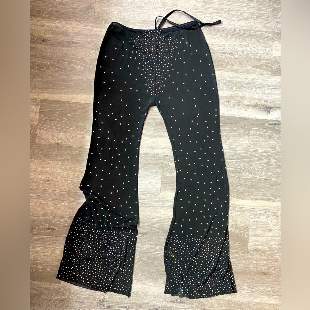 Sexy Black Transparent Sequined Pants Size Small New